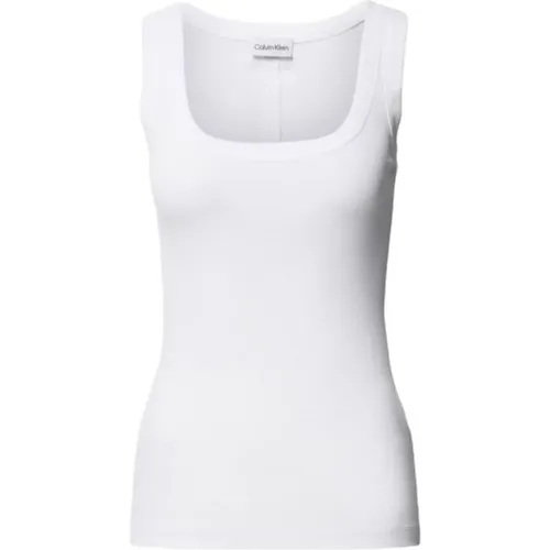 Geripptes Baumwoll-Tanktop , Damen, Größe: L - Calvin Klein - Modalova