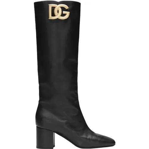 Jackie Boots with Logo DG , female, Sizes: 6 UK, 5 1/2 UK, 3 UK, 4 1/2 UK - Dolce & Gabbana - Modalova