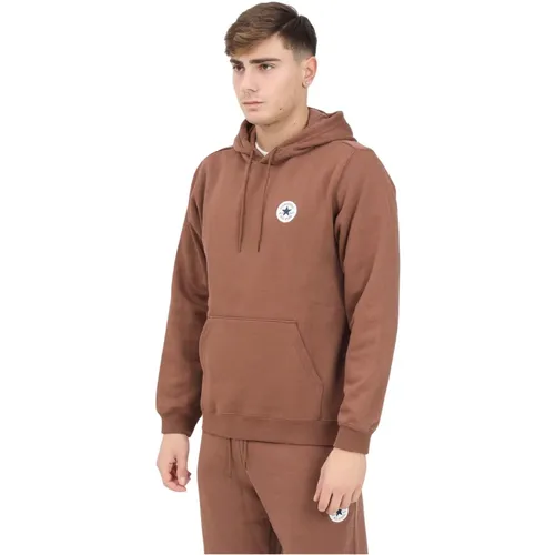 Braune Kapuzenpullover mit Chuck Taylor Patch , Herren, Größe: 2XS - Converse - Modalova