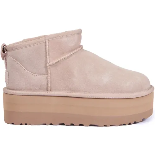 Sandfarbene Classic Mini II Plateau-Stiefel , Damen, Größe: 40 EU - Ugg - Modalova