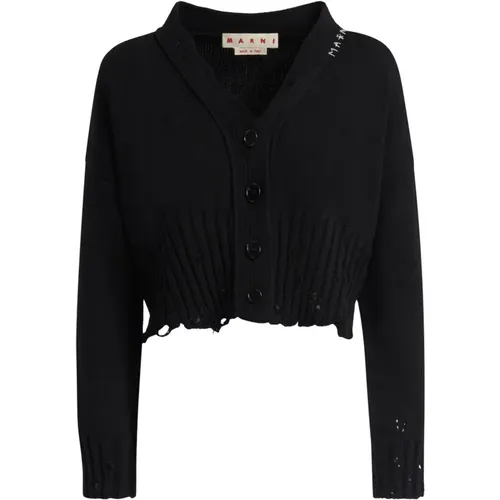 Baumwoll-Cropped-Cardigan , Damen, Größe: S - Marni - Modalova