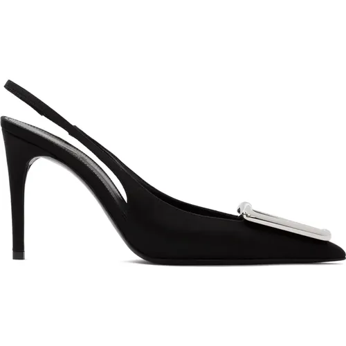 Silk Sling Back Pump , female, Sizes: 4 UK - Saint Laurent - Modalova