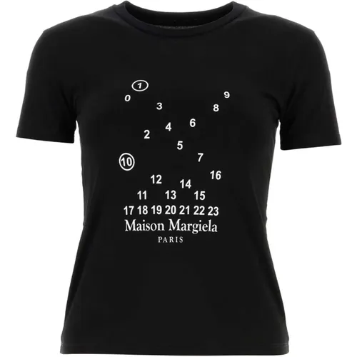 Schwarzes Baumwoll-T-Shirt , Damen, Größe: M - Maison Margiela - Modalova