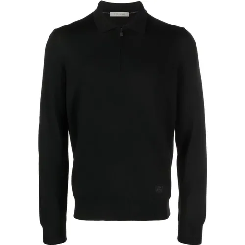 Wool Zip Polo Shirt, 100% Virgin Wool , male, Sizes: 2XL - Corneliani - Modalova