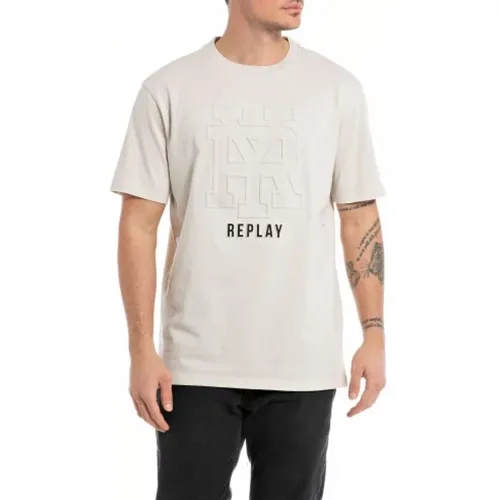 Herren Baumwoll T-Shirt , Herren, Größe: S - Replay - Modalova