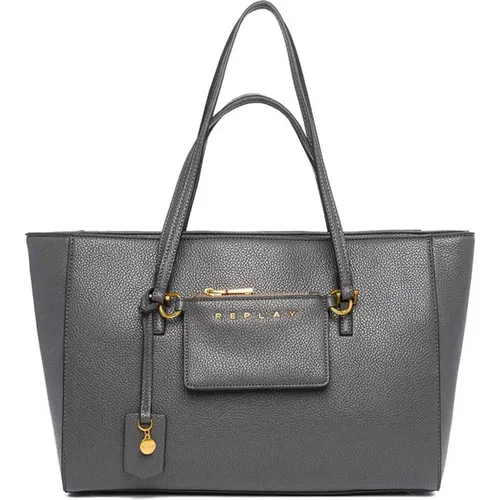 Stylish Grey Handbag with Top Handles , female, Sizes: ONE SIZE - Replay - Modalova