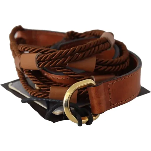 Braided Leather Belt, Gold-Tone Hardware , female, Sizes: 90 CM - Ermanno Scervino - Modalova