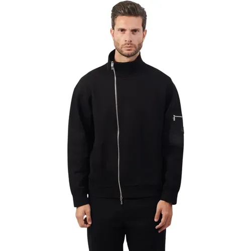 Schwarzer Reißverschluss Pullover Hoher Kragen Stil - Armani Exchange - Modalova