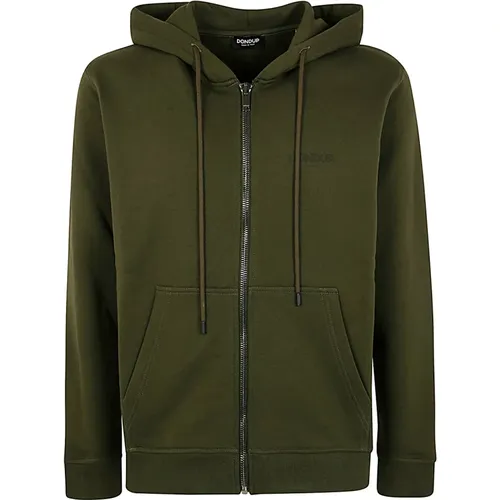 Grüner Fleece Hoodie mit durchgehendem Reißverschluss , Herren, Größe: XL - Dondup - Modalova