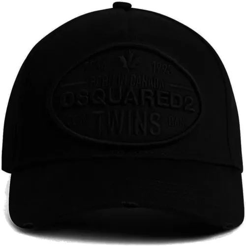 Schwarze Logo-Patch Baseballkappe , Herren, Größe: ONE Size - Dsquared2 - Modalova