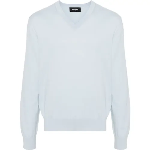 Fine Gauge V Neck Sweater Size: L, colour: , male, Sizes: L - Dsquared2 - Modalova