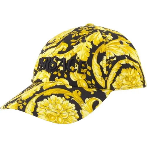 Barocco Print Baumwollkappe mit Logo , Herren, Größe: 57 CM - Versace - Modalova