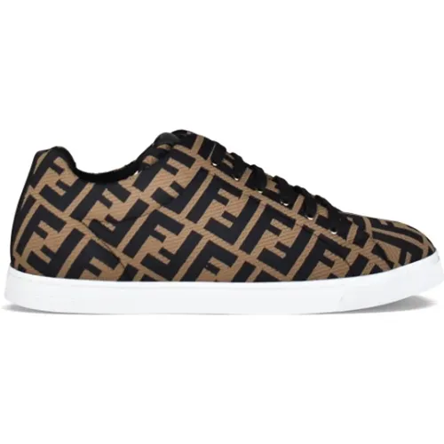 Braune Mesh Low Top Sneakers , Herren, Größe: 42 1/2 EU - Fendi - Modalova