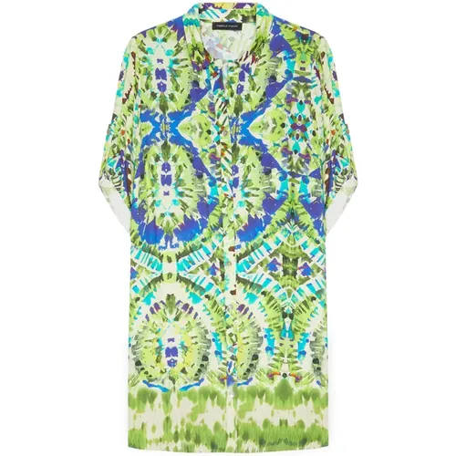 Batikdruck Hemdblusenkleid , Damen, Größe: 2XL - Fiorella Rubino - Modalova