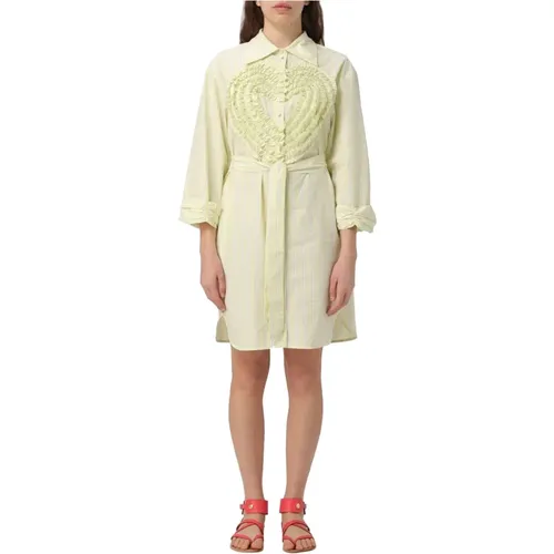 Lime Pinstripe Midi Kleid , Damen, Größe: M - Actitude - Modalova
