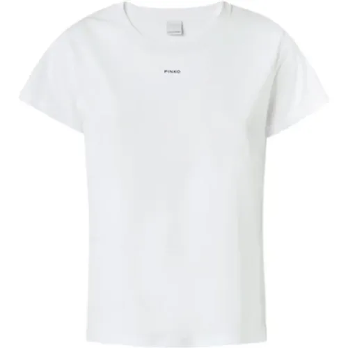 Kurzarm T-Shirt für Männer , Damen, Größe: XS - pinko - Modalova