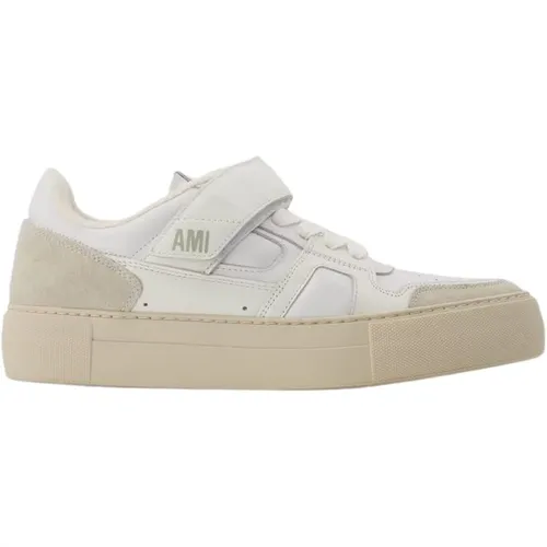 Weiße/Mehrfarbige Leder Low-Top ADC Sneakers , unisex, Größe: 36 EU - Ami Paris - Modalova