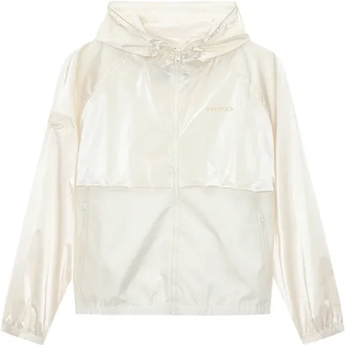 Creme Hoodie Windbreaker Jacke , Damen, Größe: M - duvetica - Modalova