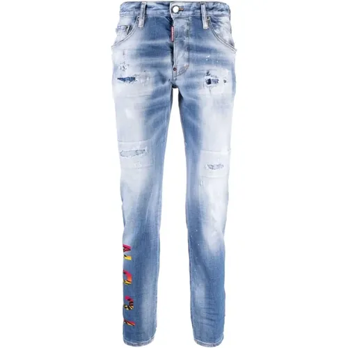 Logo Print Slim-Cut Jeans , Herren, Größe: 3XL - Dsquared2 - Modalova