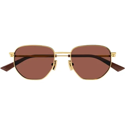 Hexagonal Metal Frame Sunglasses , male, Sizes: 50 MM - Bottega Veneta - Modalova