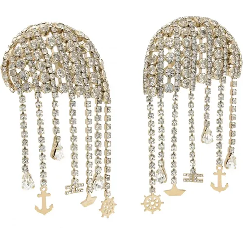 Crystal Slope Earrings , female, Sizes: ONE SIZE - Elisabetta Franchi - Modalova