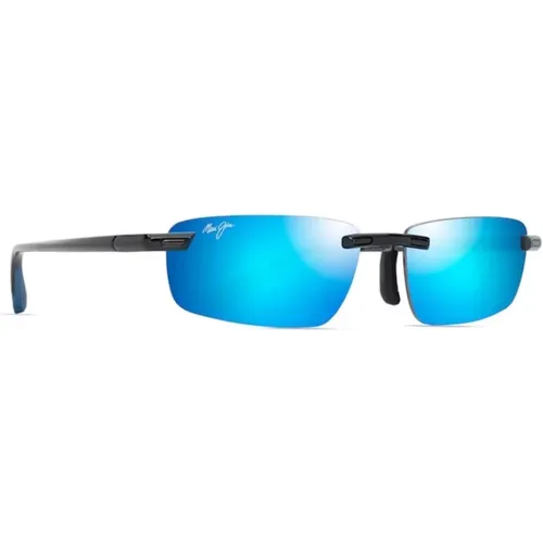 Polarisierte Rechteckige Blaue Sonnenbrille , unisex, Größe: 56 MM - Maui Jim - Modalova