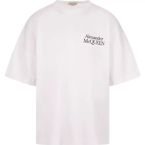 Weißes Oversized Logo T-shirt Jersey , Herren, Größe: 2XL - alexander mcqueen - Modalova