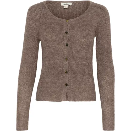 Petit Cardigan Strick Walnuss , Damen, Größe: M - Soaked in Luxury - Modalova