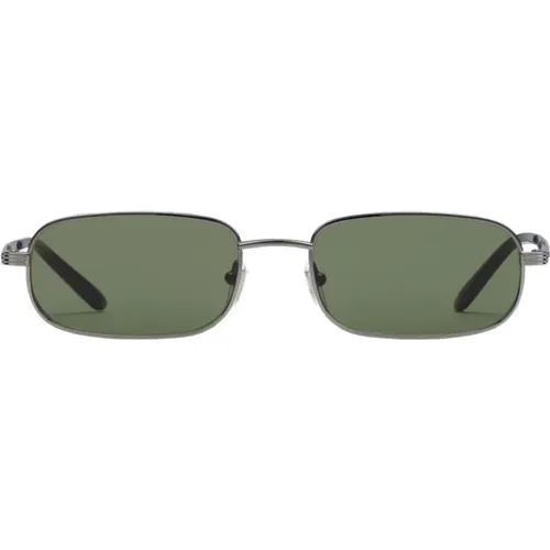 Oval Metal Frame Unisex Sunglasses with Green Lenses , unisex, Sizes: 57 MM - Gucci - Modalova