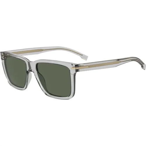 Transparent Grey/Green Sunglasses , male, Sizes: 55 MM - Hugo Boss - Modalova