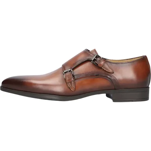 Braune Leder Doppel Monk Strap Schuhe , Herren, Größe: 41 1/2 EU - GIORGIO - Modalova