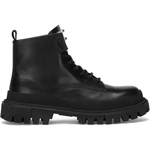 Leather Lace-Up Ankle Boots , male, Sizes: 11 UK, 9 1/2 UK, 10 UK, 8 1/2 UK, 7 1/2 UK, 8 UK - Dolce & Gabbana - Modalova