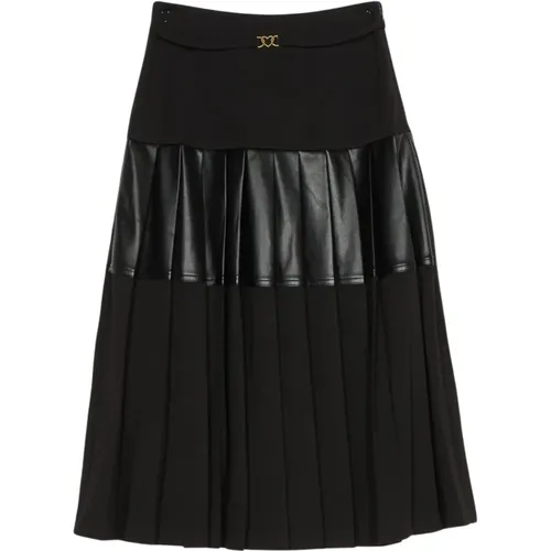 Pleated Skirt with Faux Leather Insert , female, Sizes: L - Twinset - Modalova