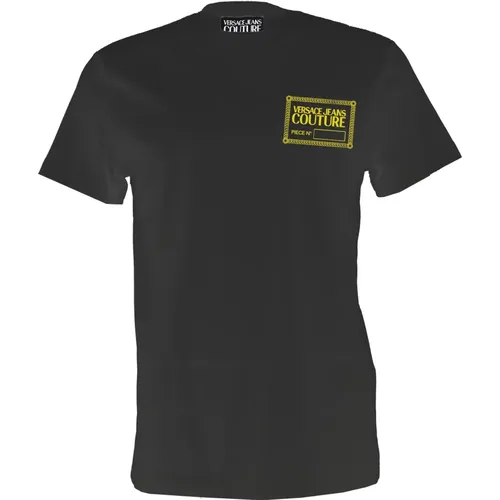 Schwarzes T-Shirt mit Number Piece Logo , Herren, Größe: XS - Versace - Modalova