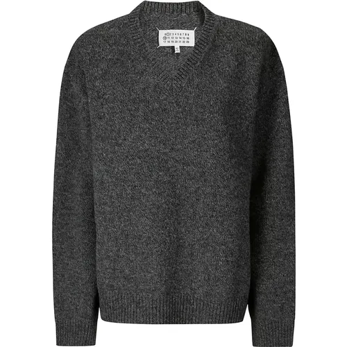 Melange Wool V-Neck Sweater , female, Sizes: S - Maison Margiela - Modalova