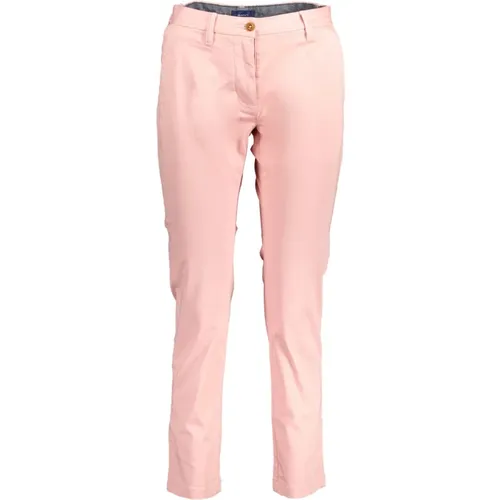 Rosa Damen Hose Schmale Beine Logo , Damen, Größe: W33 L34 - Gant - Modalova