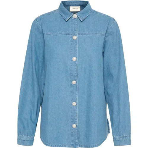 Denim Shirt Bluser Hellblau , Damen, Größe: L - Cream - Modalova