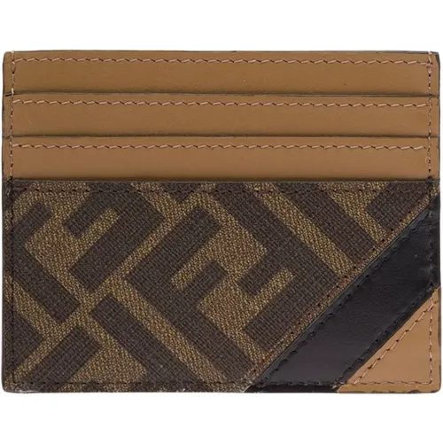 Brown Cardholder with FF Monogram , male, Sizes: ONE SIZE - Fendi - Modalova