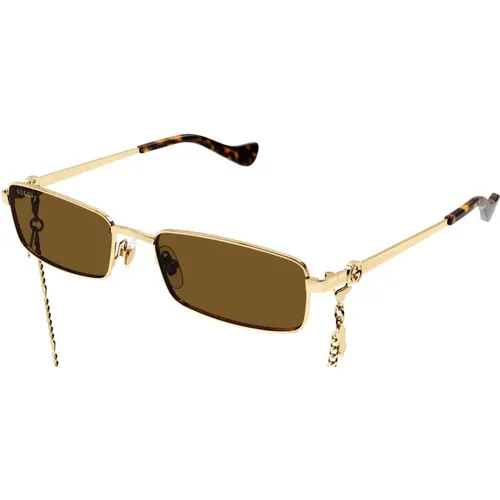 Gold Sunglasses with Original Accessories , female, Sizes: 56 MM - Gucci - Modalova