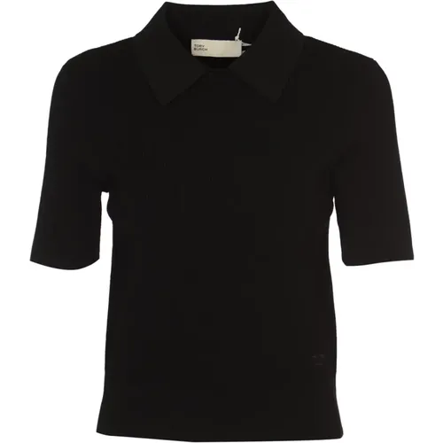 Schwarze Pullover mit Kragen , Damen, Größe: M - TORY BURCH - Modalova