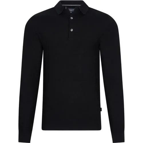 Merino Polo Langarm Schwarz , Herren, Größe: 2XL - Cavallaro - Modalova