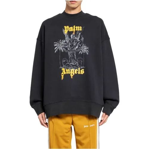 Crewneck Pencil Graphic Sweatshirt , male, Sizes: XS, L - Palm Angels - Modalova