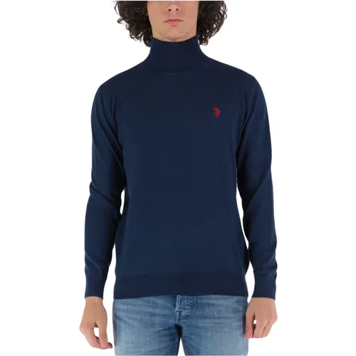 Soft and Lightweight High Neck Sweater with Embroidered Logo , male, Sizes: 2XL - U.s. Polo Assn. - Modalova
