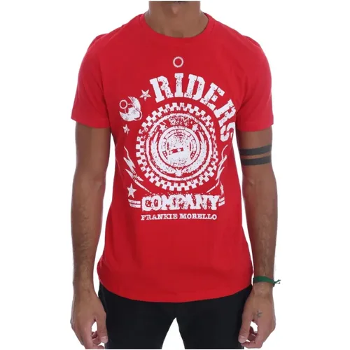 Rotes Baumwoll-RIDERS Crewneck T-Shirt , Herren, Größe: M - Frankie Morello - Modalova