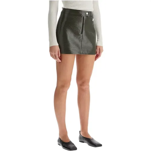 Flared Coated Cotton Mini Skirt - Courrèges - Modalova