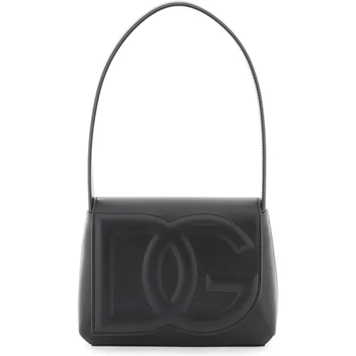 Embossed Logo Calfskin Shoulder Bag , female, Sizes: ONE SIZE - Dolce & Gabbana - Modalova