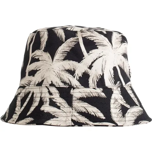 Black Palm Bucket Hat Embroidered Brim , male, Sizes: ONE SIZE - Palm Angels - Modalova