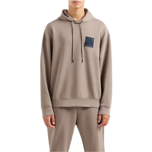 Grauer Logo Patch Hoodie Pullover - Emporio Armani - Modalova