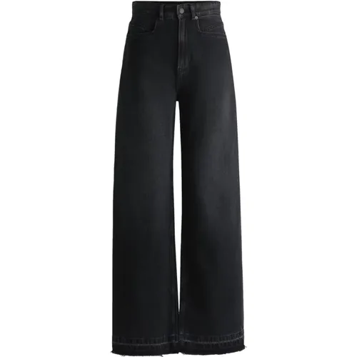 Moderne Wide Leg Denim Jeans in Anthrazit , Damen, Größe: W24 - Hugo Boss - Modalova