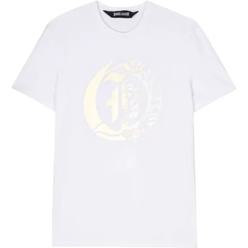 Cotton Logo Print T-shirt , male, Sizes: XL, S, M, L - Just Cavalli - Modalova